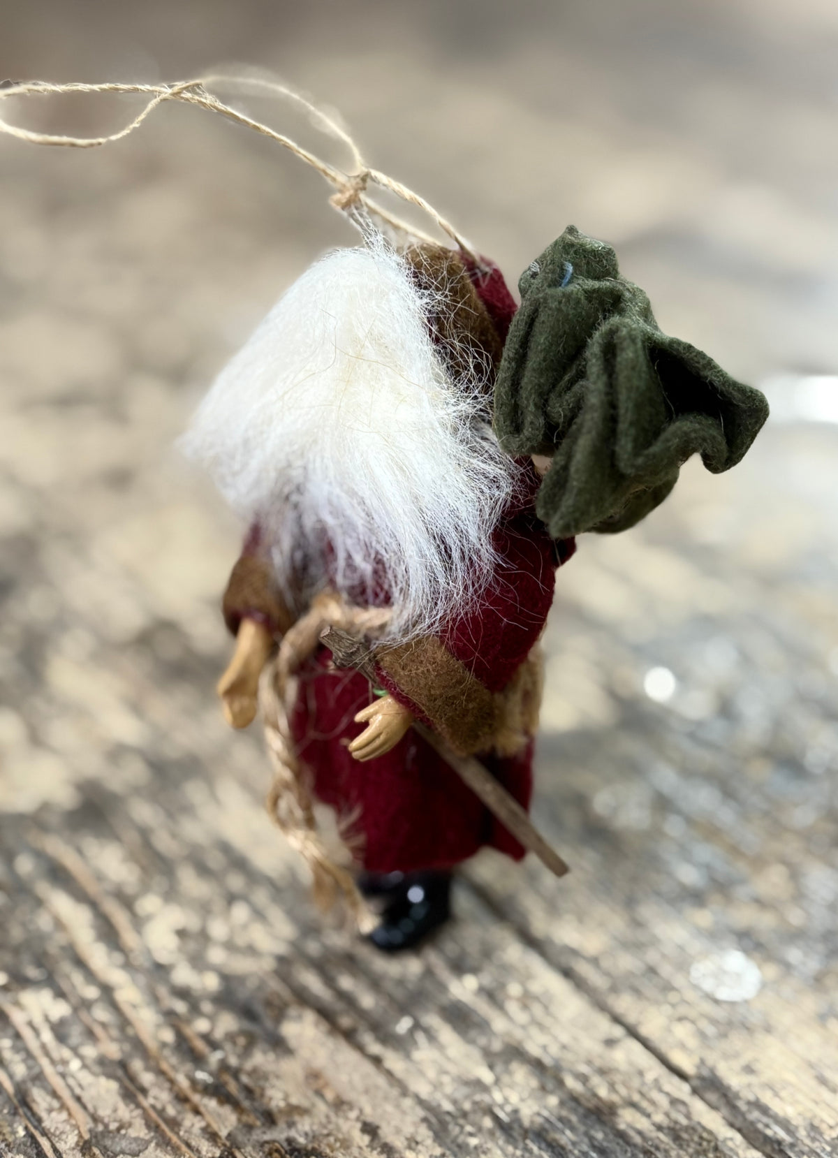 Vintage Folk Art Woodsman Ornament - Red Coat