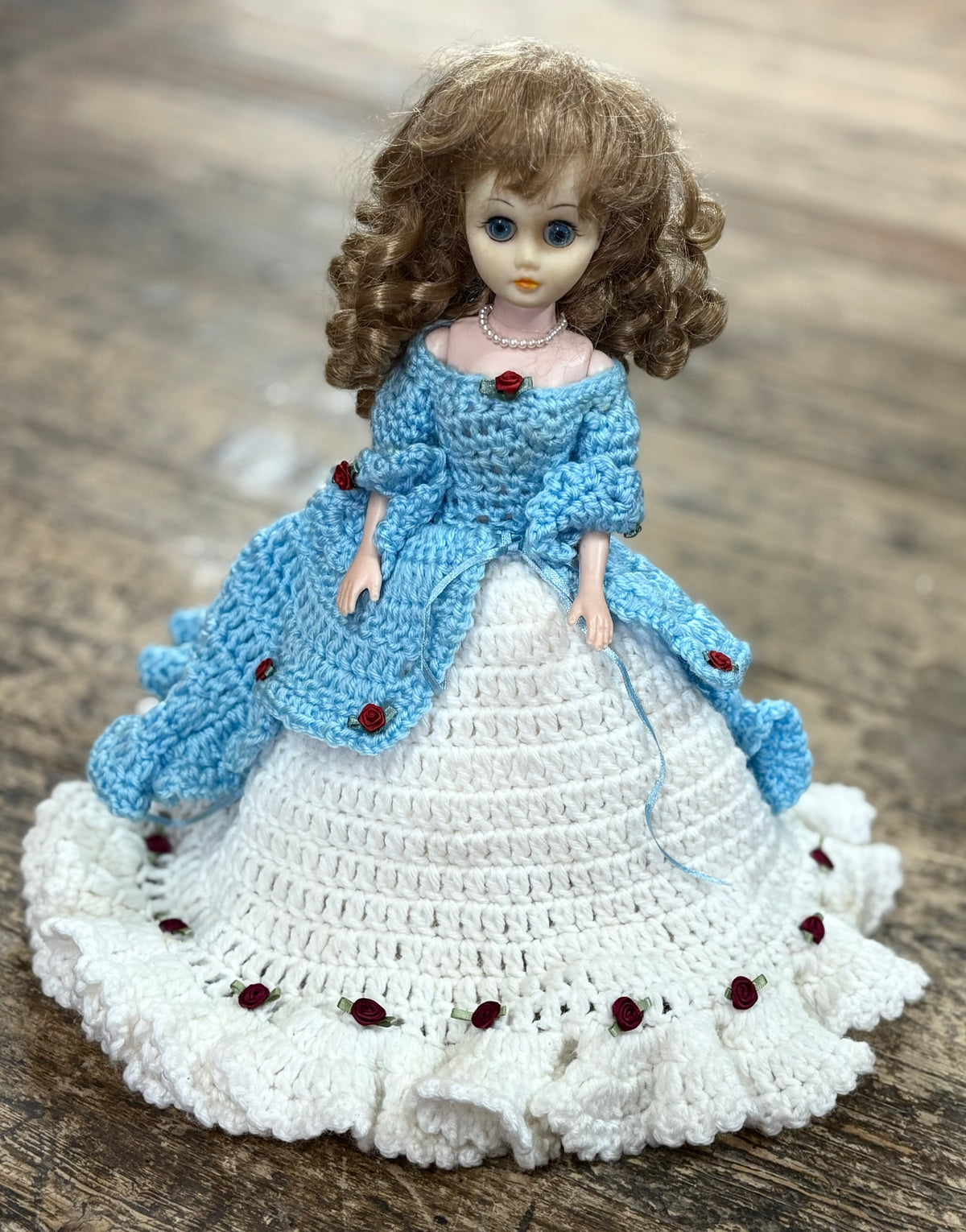 Vintage Crochet Bed Pillow Doll 14"