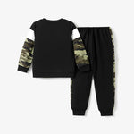 PatPat - 2-piece Kid Boy Camouflage Sweatshirt and Pants Set