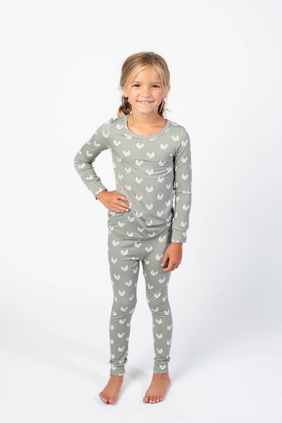 American Farm Company - Sage Chickens Toddler/Youth Bamboo Pajama Set