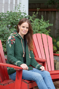 Lost Horizons Knitwear -Wildflower Wool Zip Hoodie Sweater – Embroidered