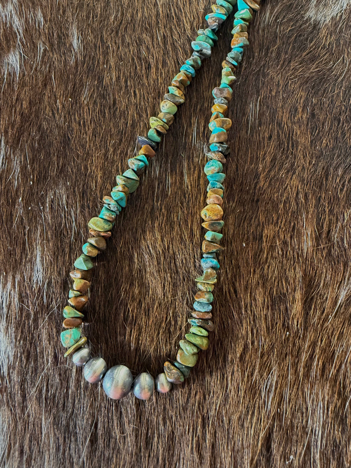 Z Bars Jewelry - Turquoise nugget & graduated sterling pearls necklace 