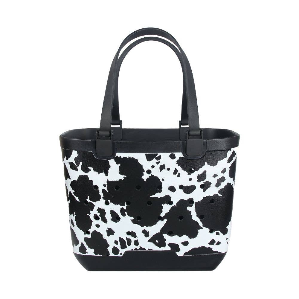 American Farm Company - Cow Print Rubber Beach Tote Bag - Large