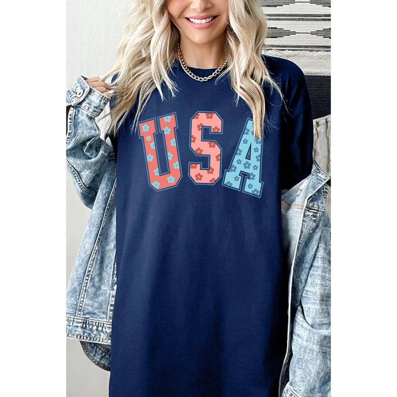 COLORBEAR - Floral USA Graphic Heavyweight T Shirts