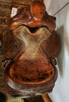 Tooled Leather Saddle with Padded Seat- No name
