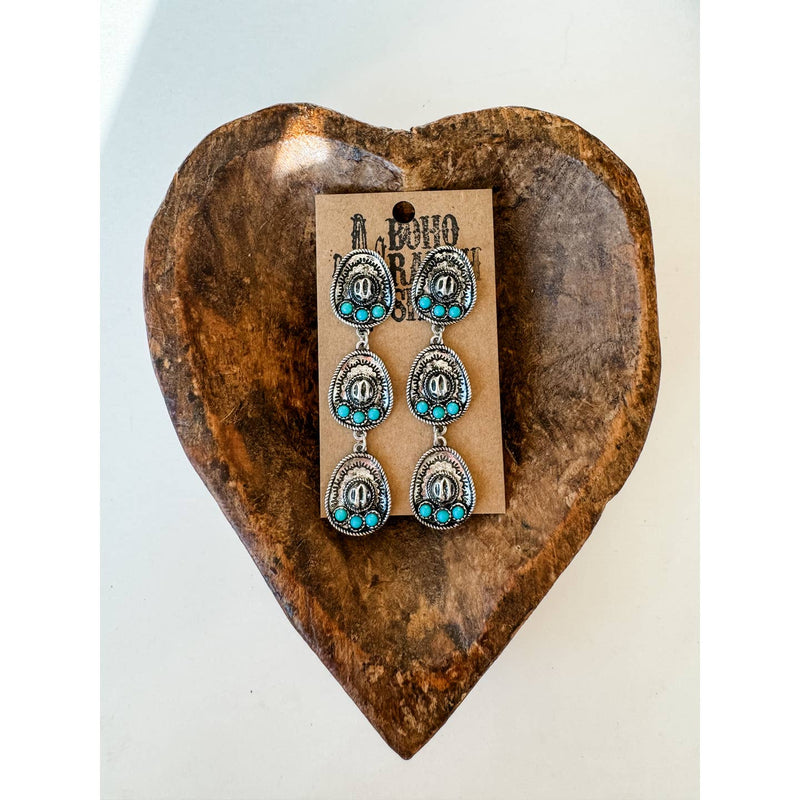 Boho Ranch West Cowboy Hat Drop Earrings