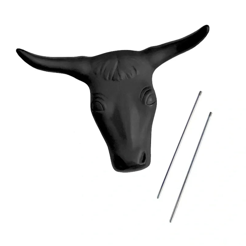 Steer Head Black with 2 Metal Bale Spikes #40201