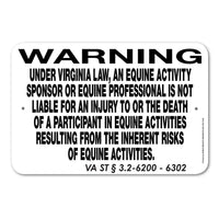 Equine Liability Signs U - W
