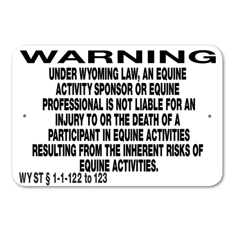 Equine Liability Signs U - W