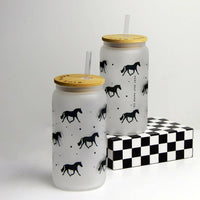 Hunt Seat Paper Co. - Trotting Horse Glass Tumbler with Bamboo Lid and Straw