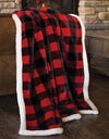 Linen Mart - Lumberjack Plaid Plush Fur Sherpa Borrego Fleece Throw Blanket