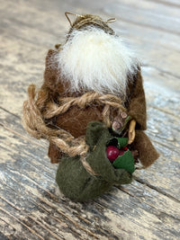 Vintage Folk Art Woodsman Ornament - Brown Coat