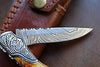 Titan International - Damascus Steel handmade Pocket Knife with burnt bone handles