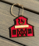 Dark Horse Dream Designs LLC - Rustic Small Town Barn/Farm Wooden Christmas Ornament