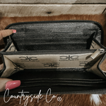 Texas Western Cowhide Bags and More - Checkered Cowhide Womens Wallet Wristlet Trendy