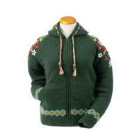 Lost Horizons Knitwear -Wildflower Wool Zip Hoodie Sweater – Embroidered