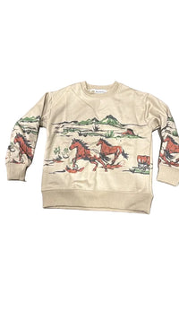 Montana Company Youth Crewneck Sweatshirt Running Horses