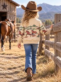 Montana Company Youth Crewneck Sweatshirt Running Horses