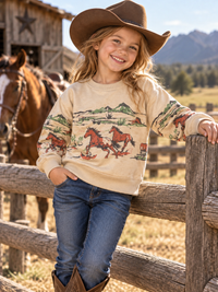 Montana Company Youth Crewneck Sweatshirt Running Horses