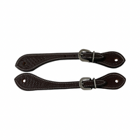 Spur Leather Straps with hand tooling Basket design #29168