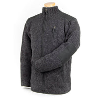 Lost Horizons Knitwear- Oxford Full-Zip Wool Sweater with Faux-Suede Trim