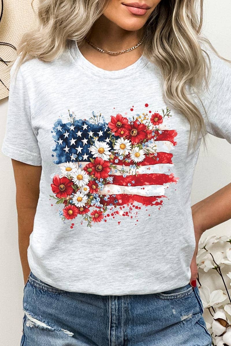 COLORBEAR - Floral American Flag Graphic Tee