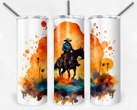 Dogwood Graphics & Design - Watercolor Cowboy & Horse 20oz Skinny Tumbler
