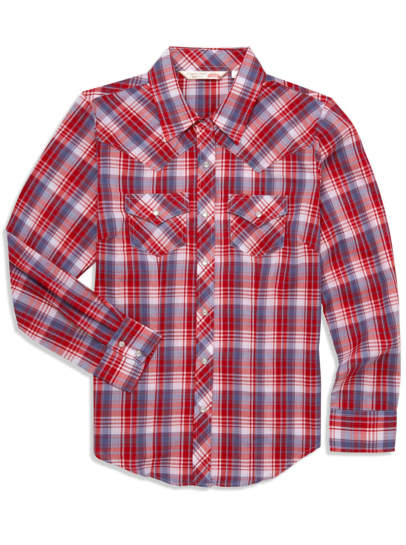 Ely and Walker Women's Assorted Plaid Long Sleeve Western Shirt