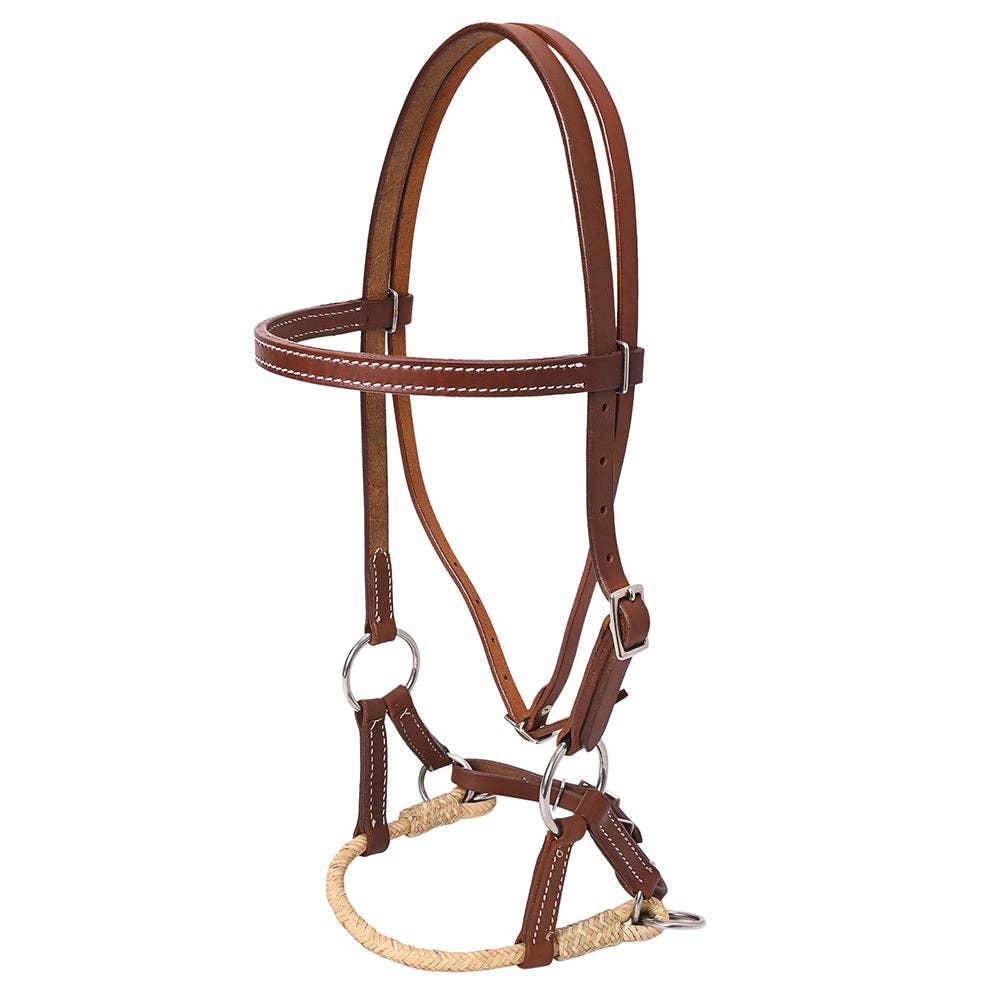 HILASON - Hilason Western Horse Noseband Rawhide American Leather Sidepull Headstall