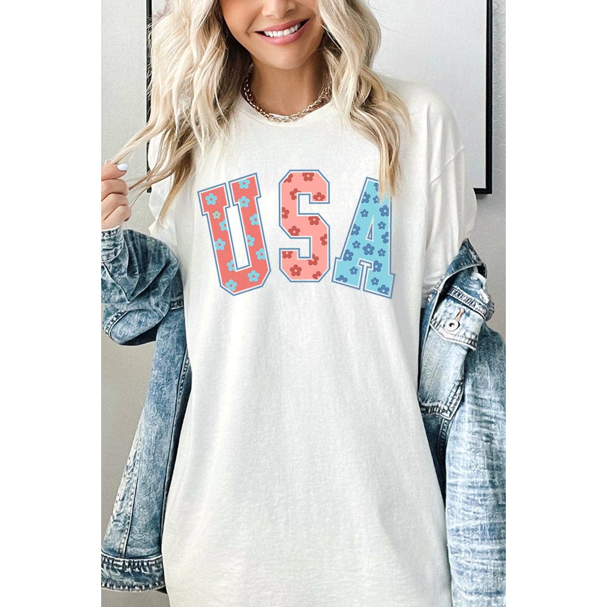 COLORBEAR - Floral USA Graphic Heavyweight T Shirts