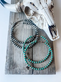 Boho Ranch 3" Navajo Pearl hoops