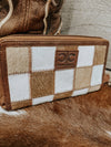 Texas Western Cowhide Bags and More - Checkered Cowhide Womens Wallet Wristlet Trendy
