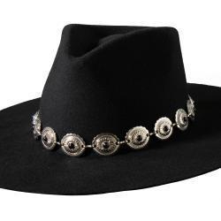 3D Chain Hatband 1" Concho Stone Black