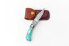 Titan International - Damascus steel pocket knife Limited Run Turquoise Resin TF-059