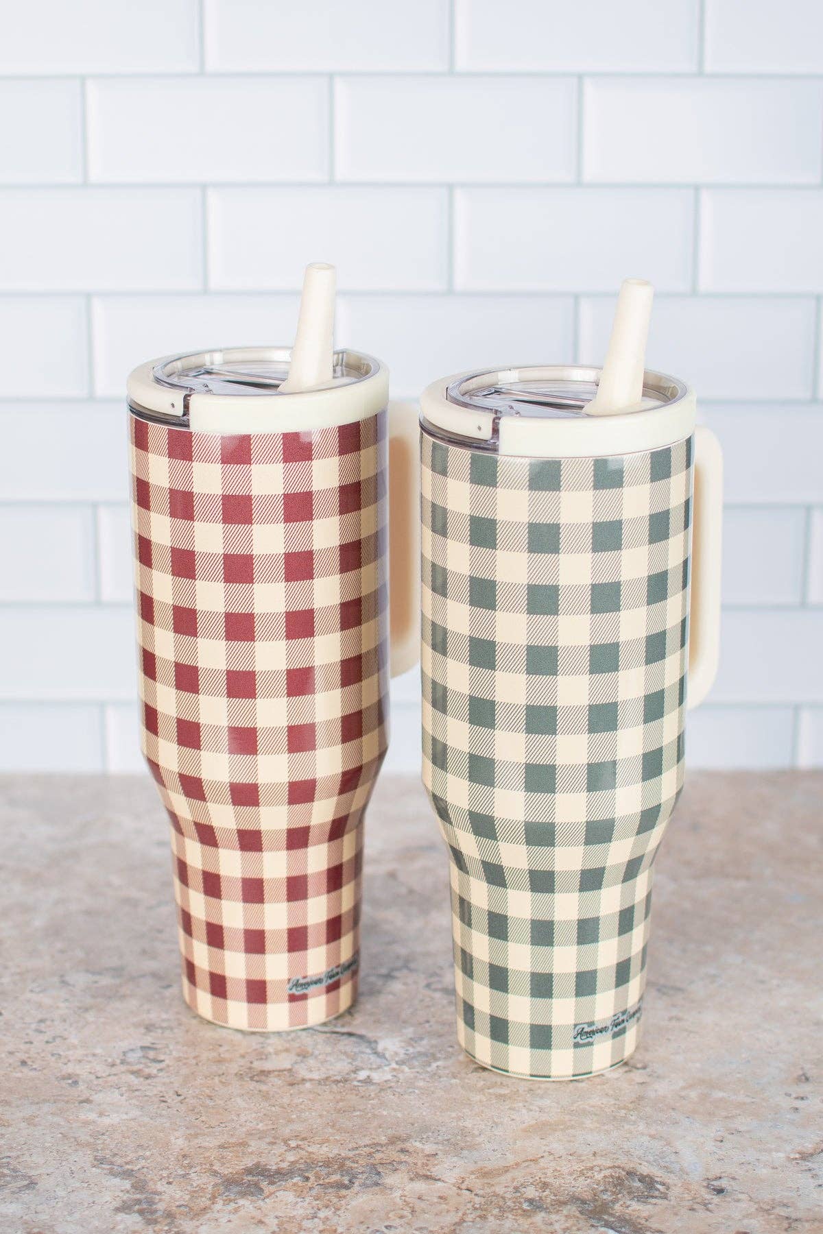 American Farm Company - Evergreen Gingham 40oz Water Tank Tumbler