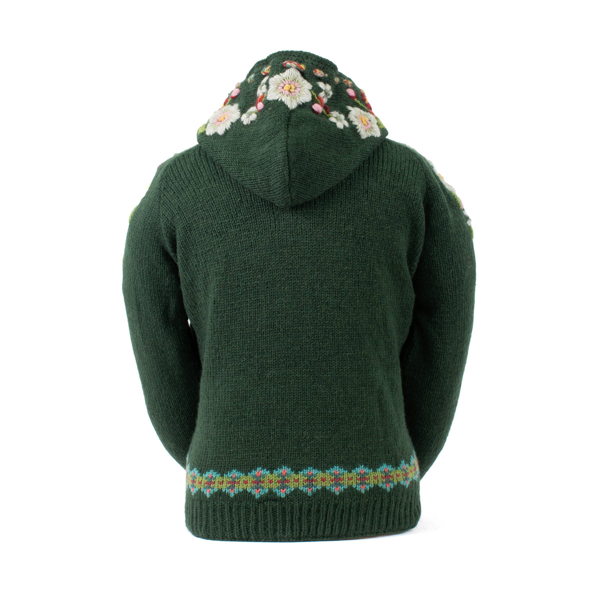 Lost Horizons Knitwear -Wildflower Wool Zip Hoodie Sweater – Embroidered