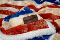 Linen Mart - Wrangler Stars & Stripes USA American Flag Plush Fur Sherpa Borrego Fleece Throw Blanket