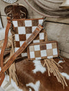 Texas Western Cowhide Bags and More - Checkered Cowhide Womens Wallet Wristlet Trendy