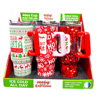 Novelty Brands - Holiday Insulated 40 oz Cup with Handle Christmas Assortment