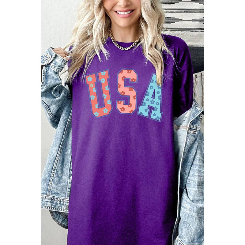 COLORBEAR - Floral USA Graphic Heavyweight T Shirts