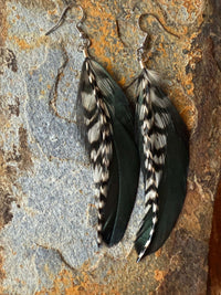 Wild Mountain Fringe - Raven Trail Feather Earrings - Western Rustic Earrings