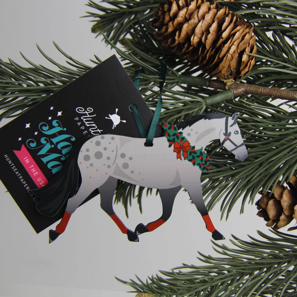 Hunt Seat Paper Co. - Dapple Grey Pony - Horse Ornament Equestrian Holiday Gift
