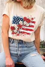 COLORBEAR - Floral American Flag Graphic Tee