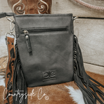 Texas Western Cowhide Bags and More - Stockyard Checkered Cowhide Fringe Purse, Black & White