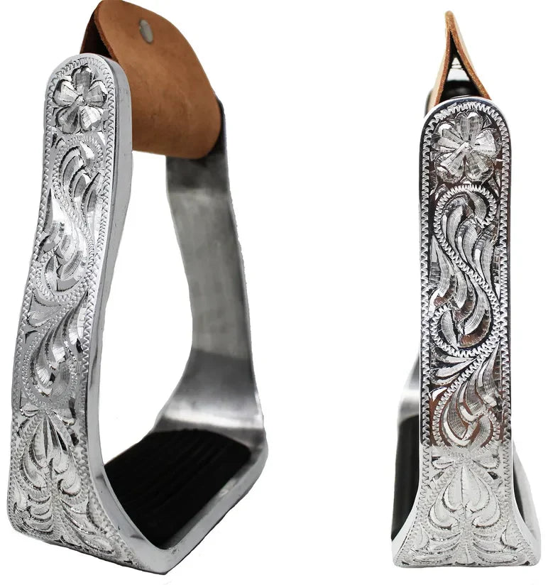 Solid Aluminum Engraved Western Stirrups #50105