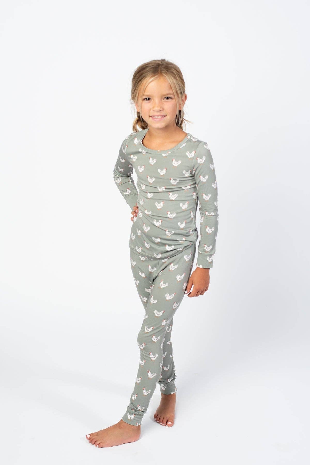 American Farm Company - Sage Chickens Toddler/Youth Bamboo Pajama Set