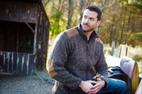 Lost Horizons Knitwear- Oxford Full-Zip Wool Sweater with Faux-Suede Trim