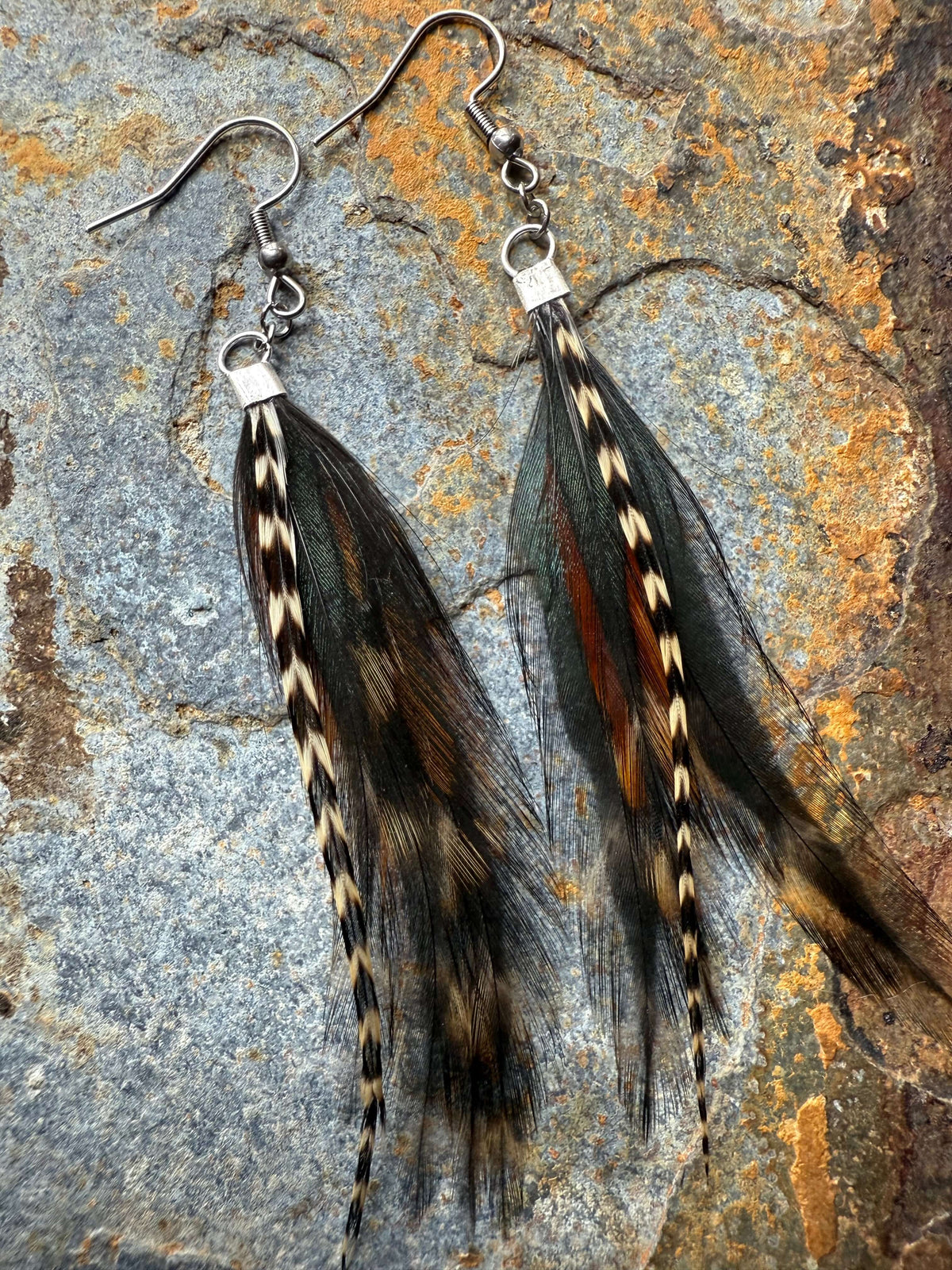 Wild Mountain Fringe - Sagebrush Skies Feather Earrings