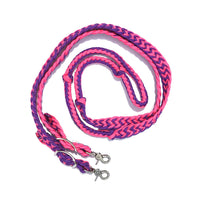 Braided Barrel / Roping Reins 8 Ft, 2 Nickel Plated Scissor Snaps, 2 Tone Colors