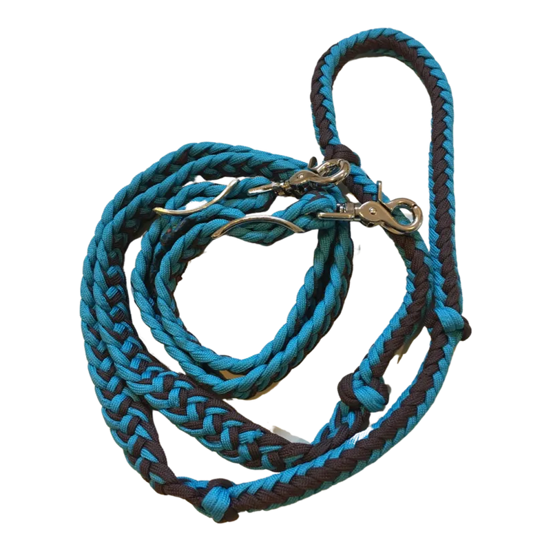 Braided Barrel / Roping Reins 8 Ft with 2 Nickel Plated Scissor Snaps 2 Tone Colors